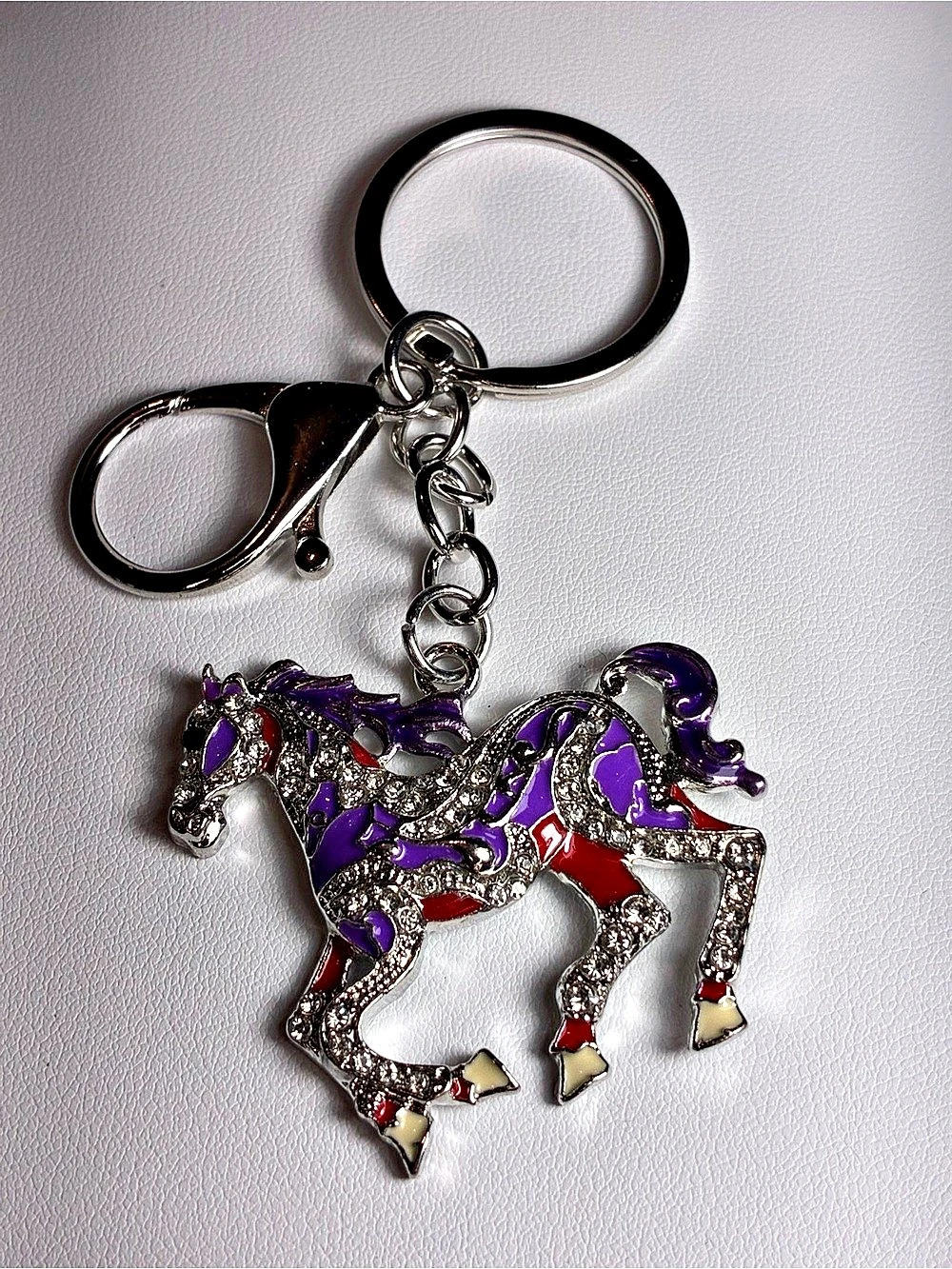 Purple Horse Rhinestone Keychain Bag Charm New Without Tags